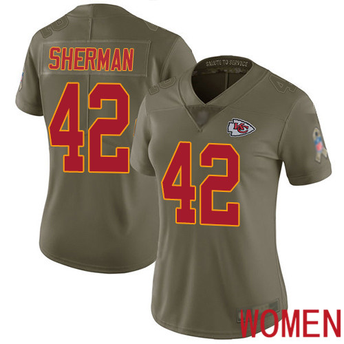 Women Kansas City Chiefs #42 Sherman Anthony Limited Olive 2017 Salute to Service Nike NFL Jersey->nfl t-shirts->Sports Accessory